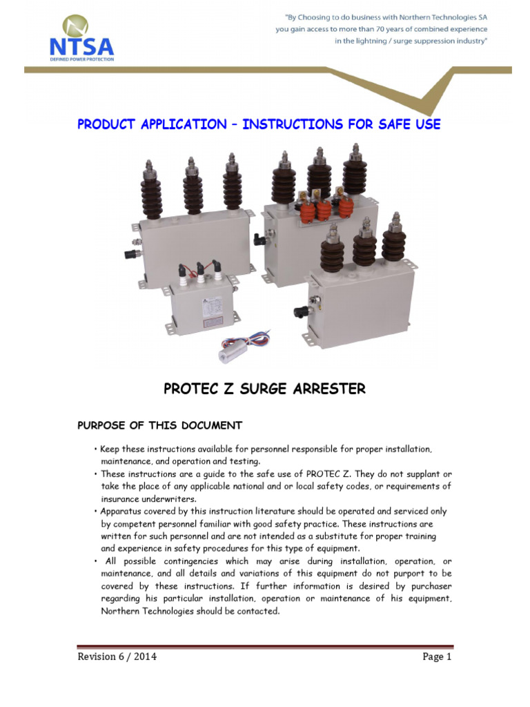 PROTEC Z Surge Arrester Safety Guide | PDF | Switch | Capacitor