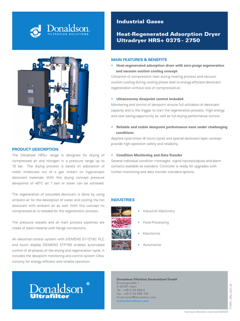 Ultradryer HRS+ Adsorption Dryer Overview | PDF | Adsorption | Clothes ...