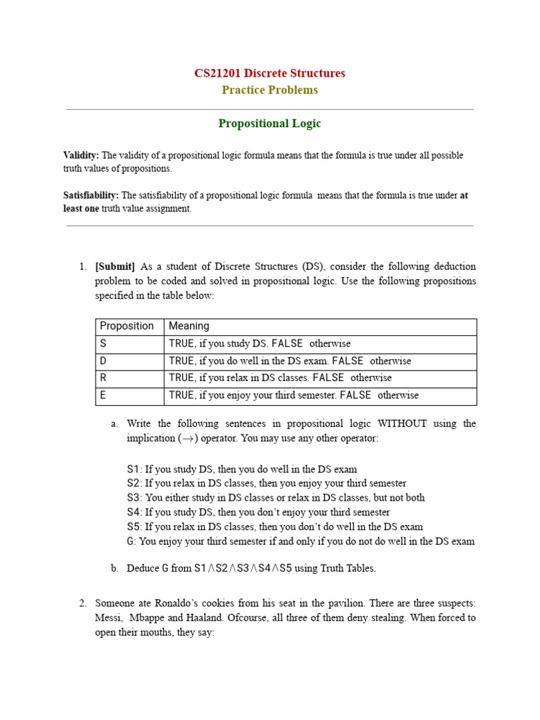 Propositional Logic Practice Problems | PDF | Logic | Syntax (Logic)