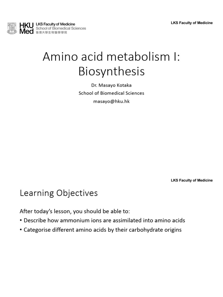 Amino Acid Metabolism Overview | PDF | Biosynthesis | Amino Acid