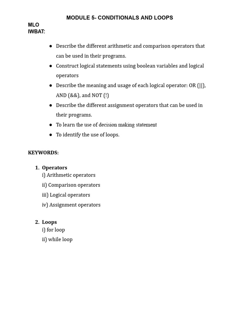 Understanding Conditionals and Loops | PDF