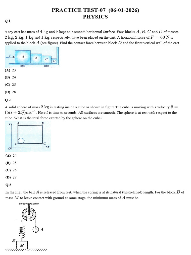 Physics Practice Test Questions | PDF | Force | Musculoskeletal System