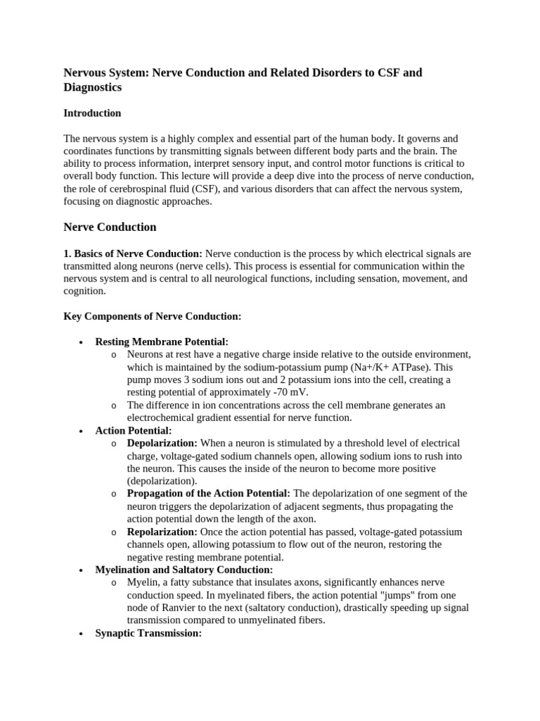 Nerve Conduction and CSF Disorders Explained | PDF | Action Potential ...
