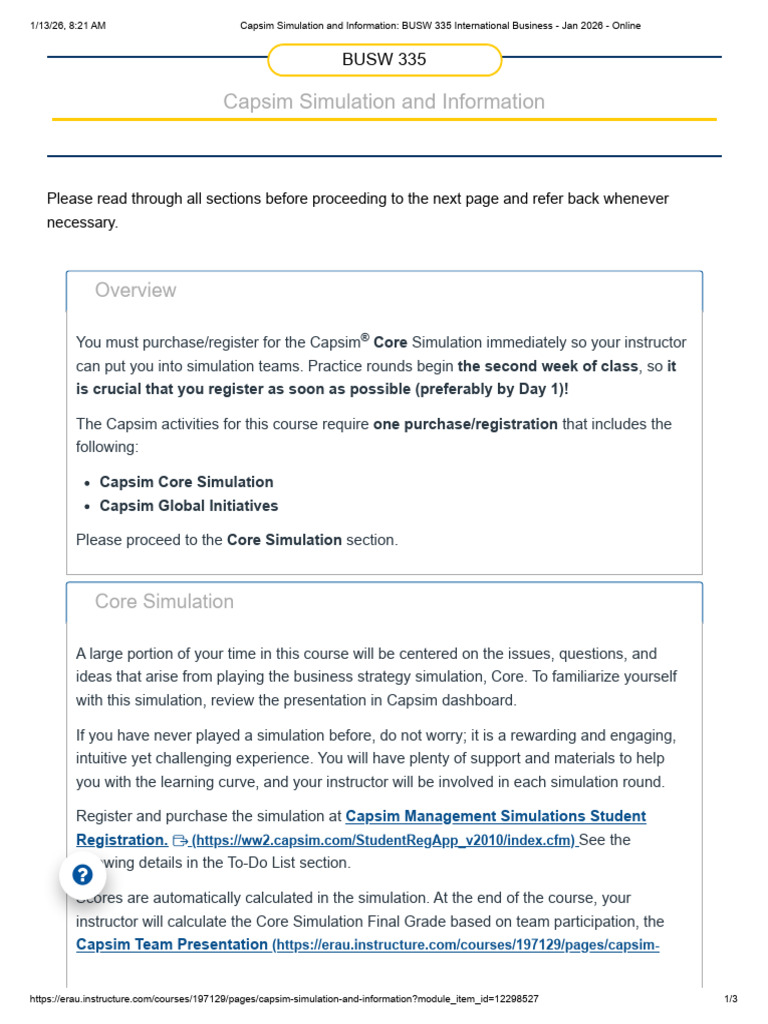 Capsim Simulation Registration Guide | PDF