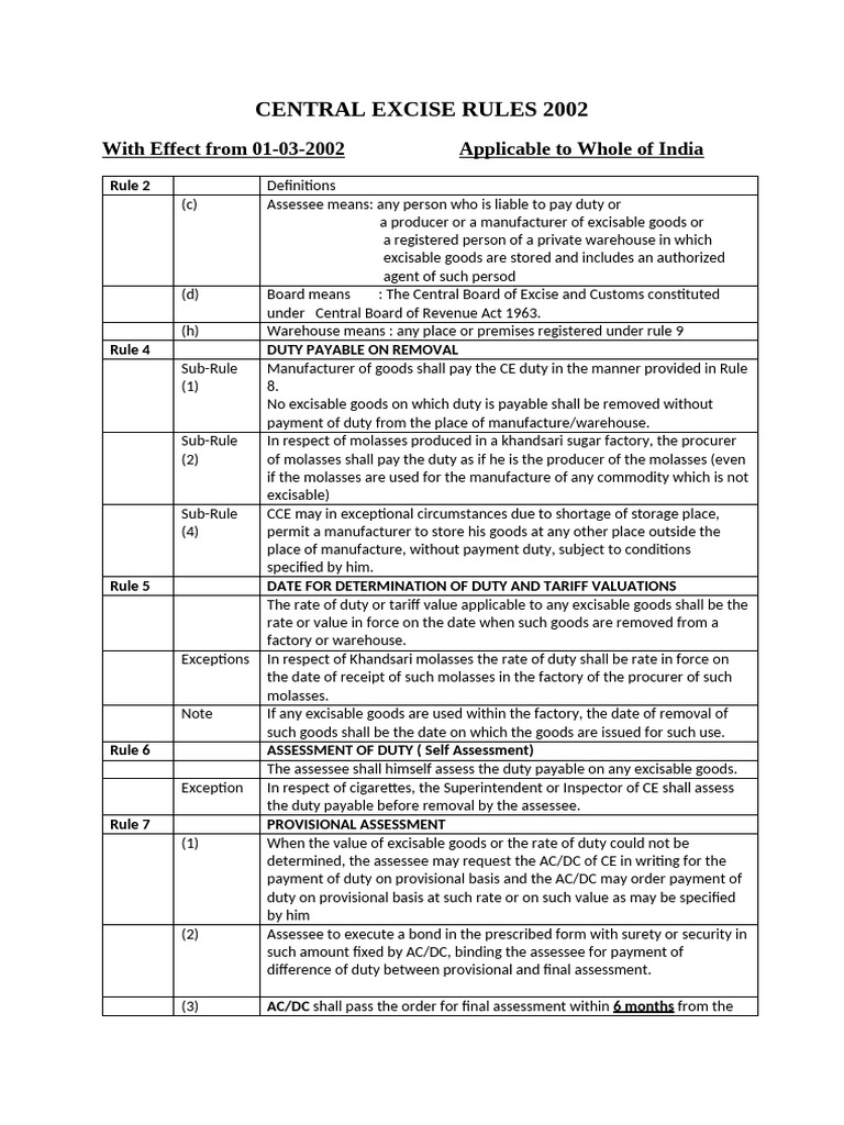 Central Excise Rules 2002 Overview | PDF | Taxes | Cheque