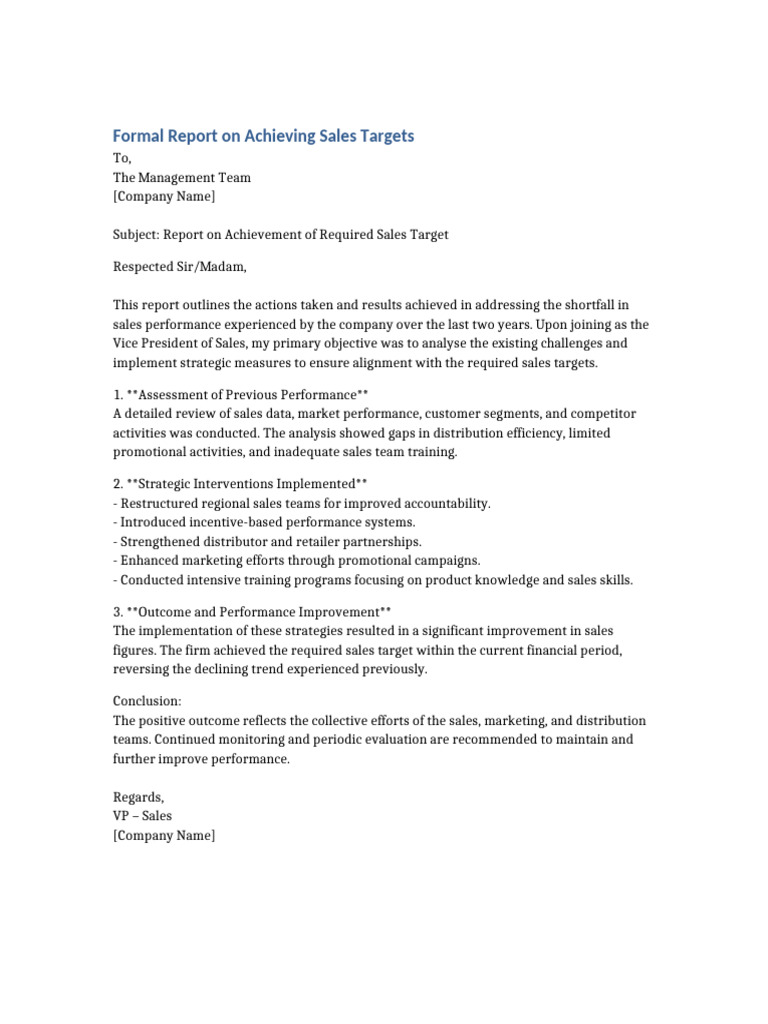 Sales Target Achievement Report | PDF