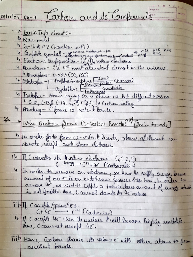 Carbon & It's Compounds (Chemistry) | PDF