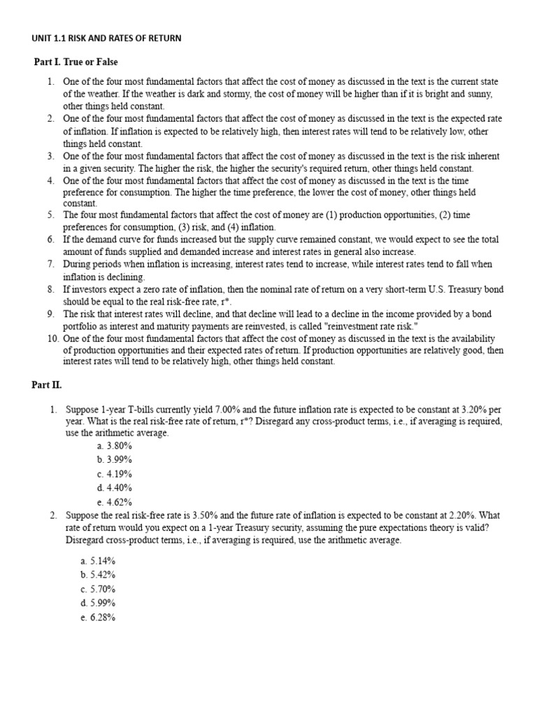 Understanding Risk and Return Rates | PDF | Interest | Interest Rates