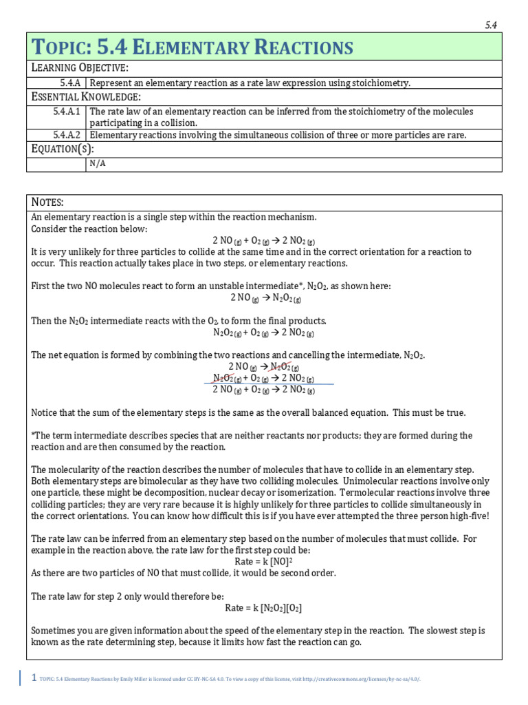 Understanding Elementary Reactions | PDF | Reaction Rate | Chemical ...