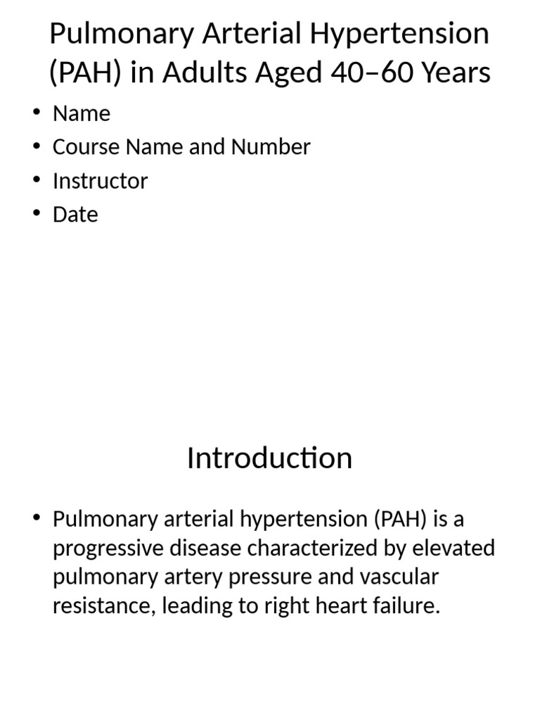 Understanding Pulmonary Arterial Hypertension | PDF | Human Diseases ...