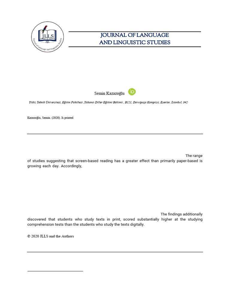 Printed vs. Digital Texts in Reading Comprehension | PDF | Qualitative ...