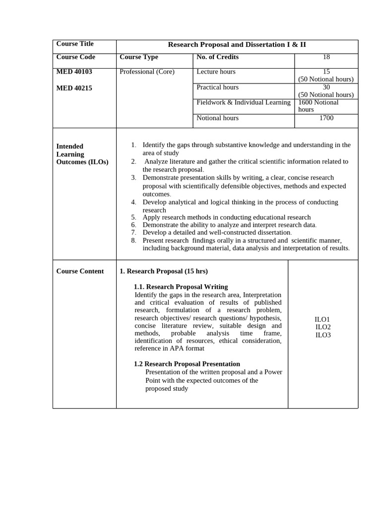 Research Proposal & Dissertation Course | PDF | Methodology | Critical ...