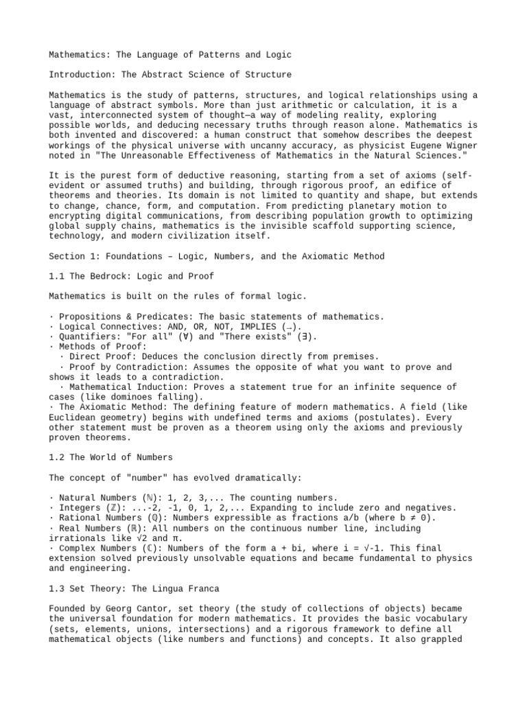 Understanding Mathematics: Patterns & Logic | PDF