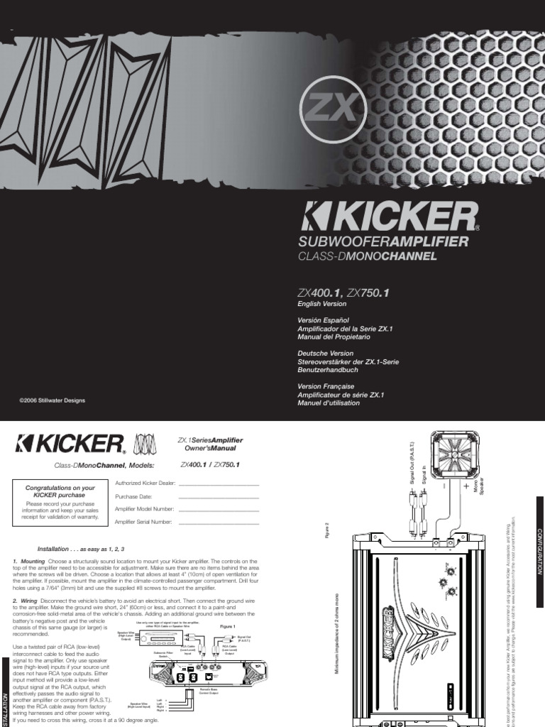 Kicker ZX Series Amplifier Manual | PDF | Loudspeaker | Amplifier