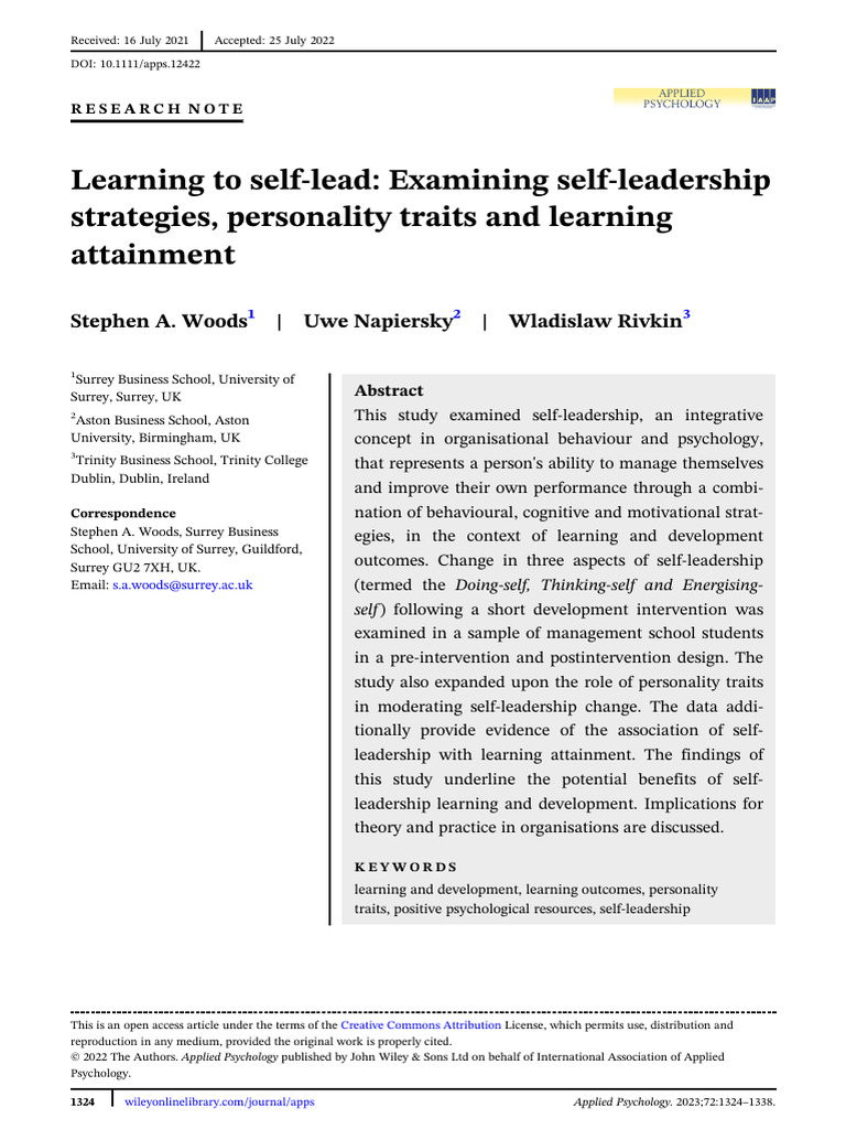 Learning_to_self-lead_Examining_self-leadership_st | PDF | Goal Setting ...