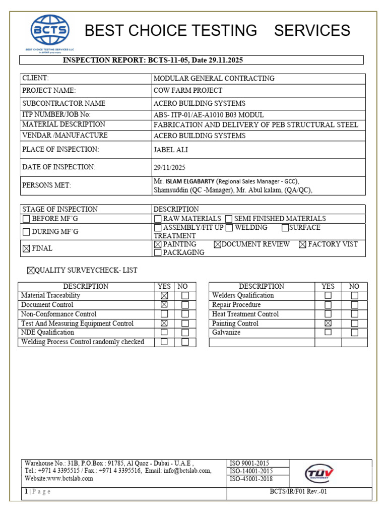 Cow Farm Project Inspection Report | PDF | Mechanical Engineering ...