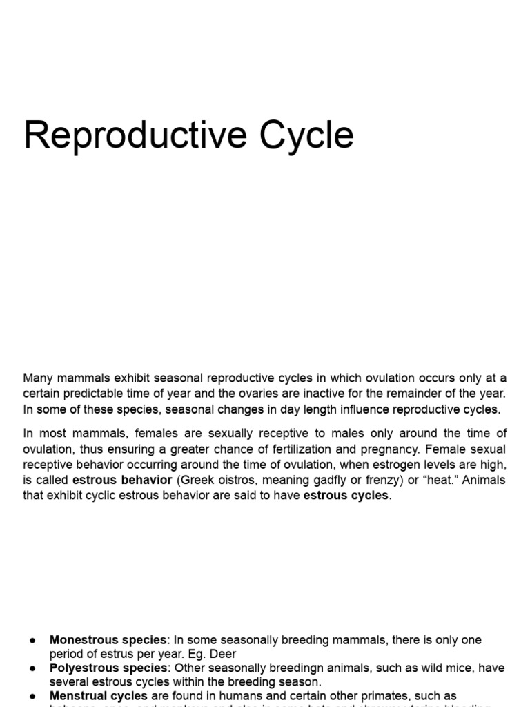 reproductive cycle | PDF | Menstrual Cycle | Luteinizing Hormone