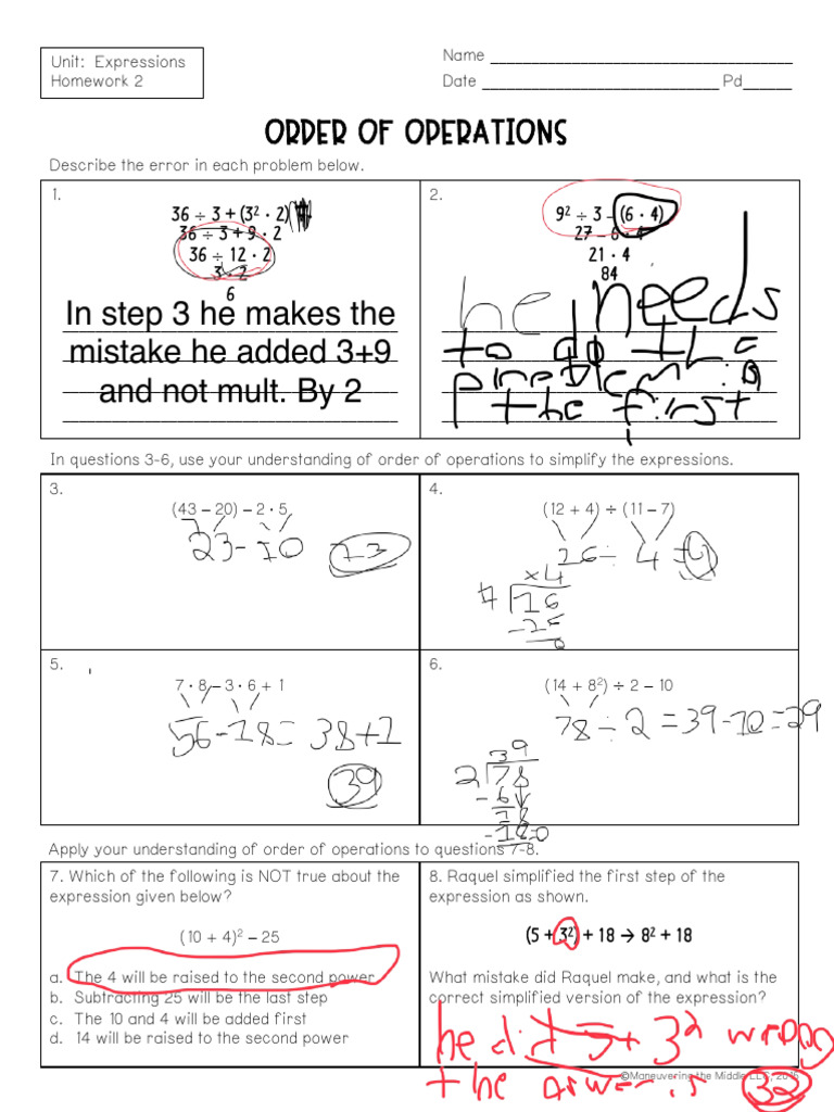 PEMDAS+Assignment | PDF