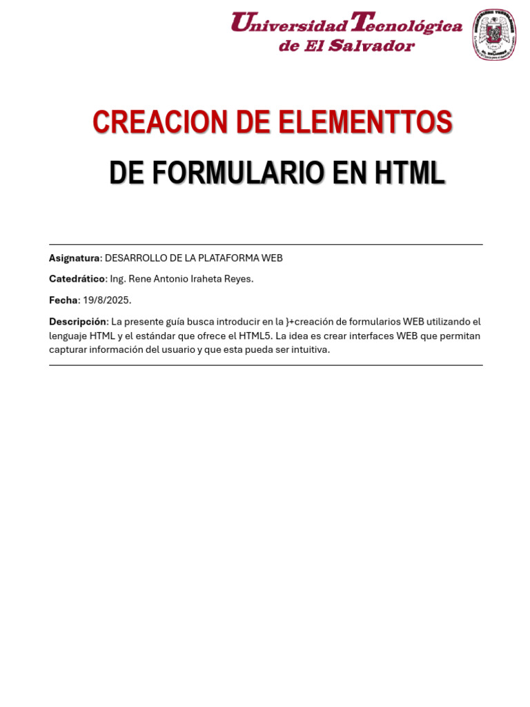 Creación de Formularios Web en HTML5 | PDF | HTML | Contraseña