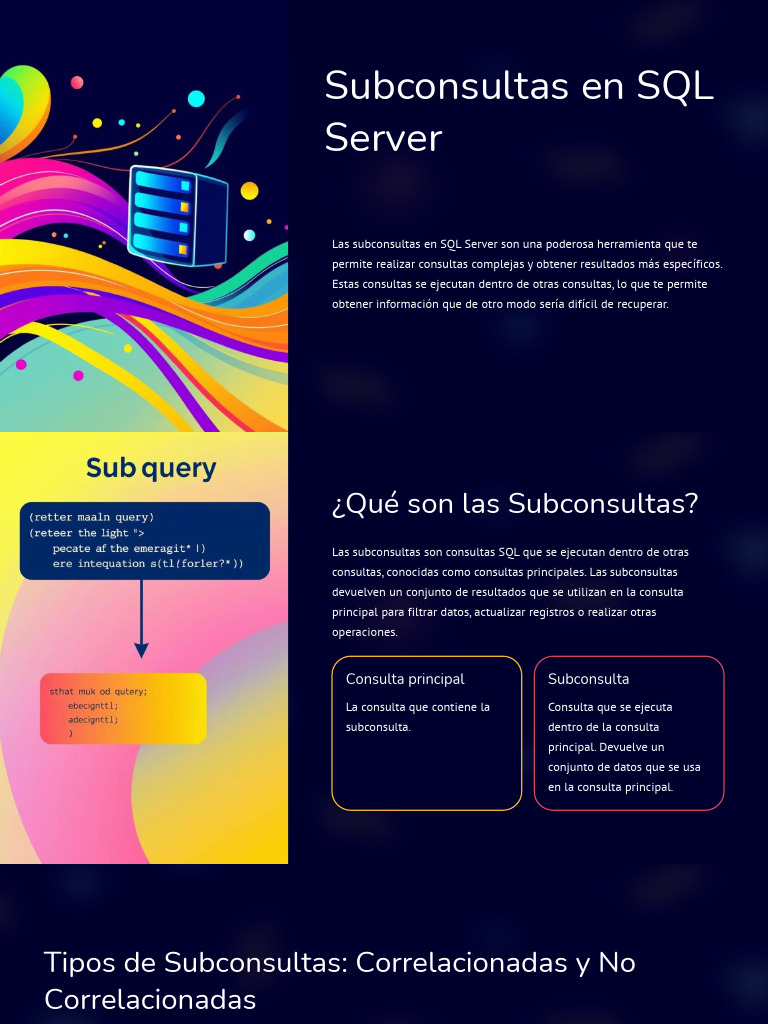 Subconsultas en SQL Server: Guía Completa | PDF | SQL | Servidor SQL de ...