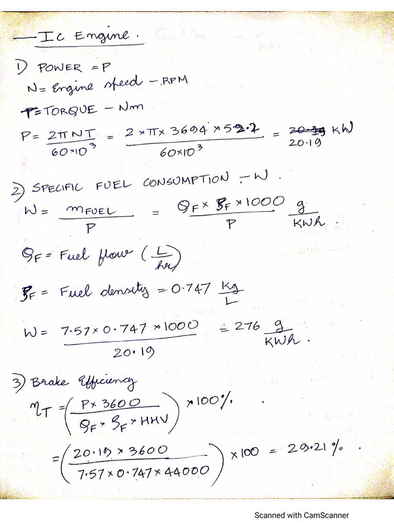 Engine Sample Calc | PDF