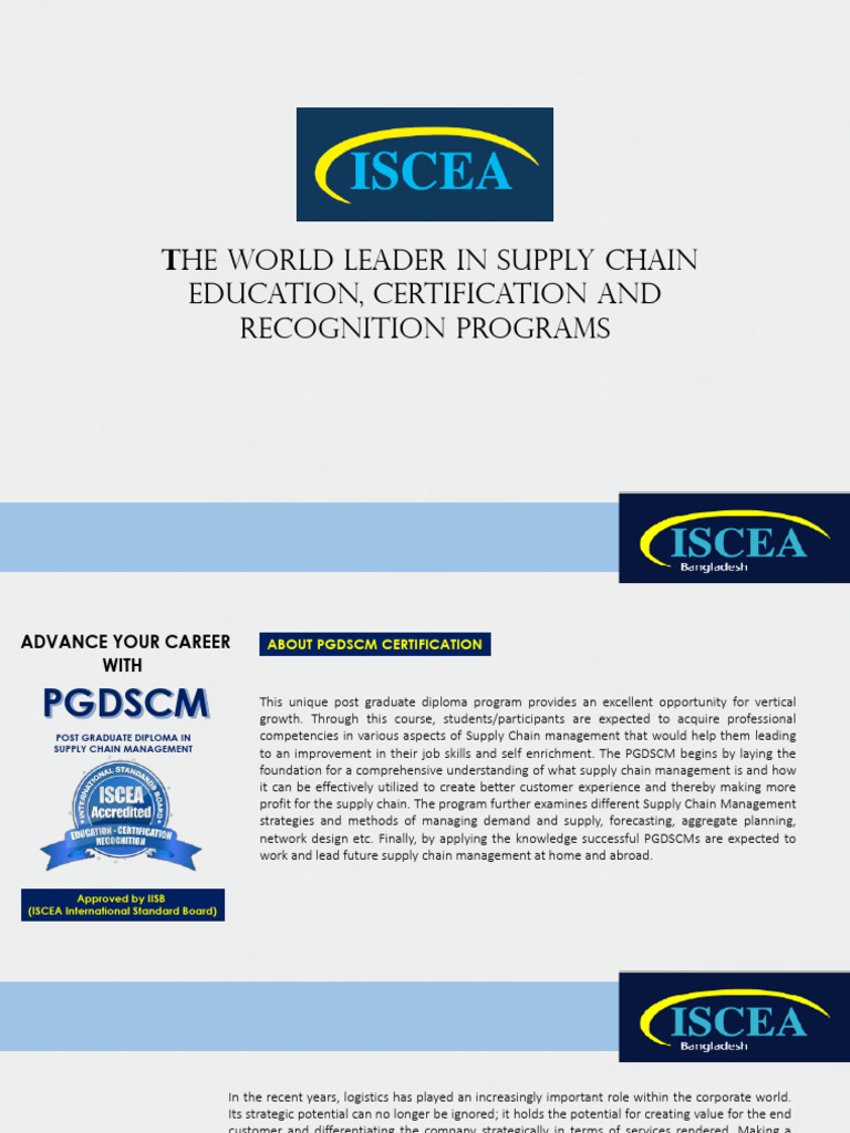Post Graduate Diploma in Supply Chain Management | PDF | Supply Chain ...