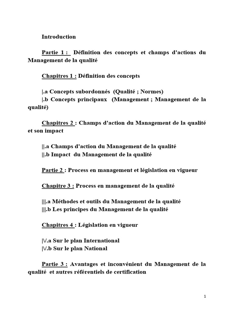 Management de la Qualité : Concepts et Normes | PDF | Management de la ...