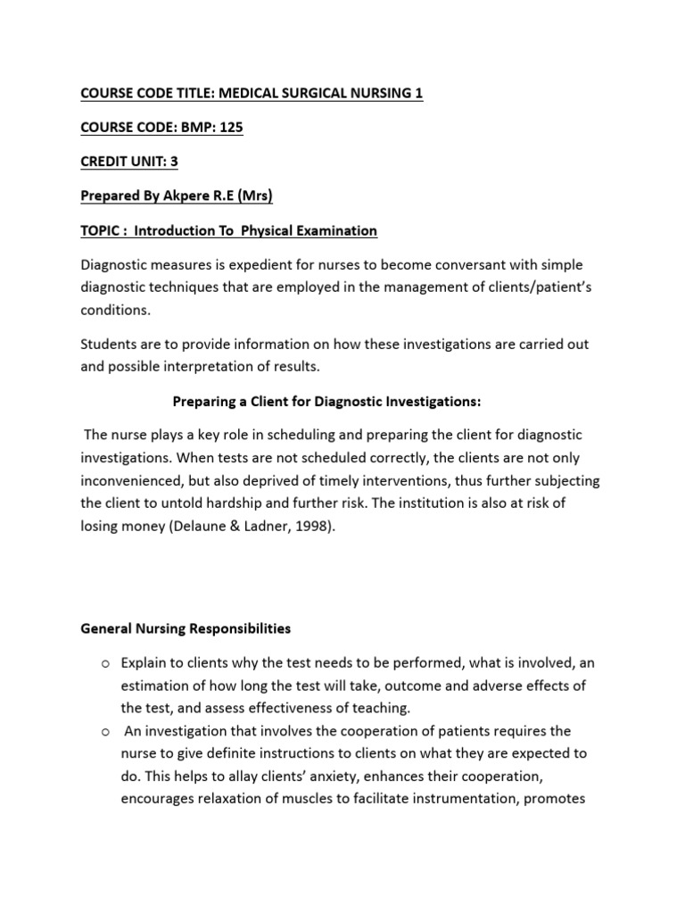 Medical Surgical Nursing: Physical Exam Guide | PDF | Hand | Physical ...