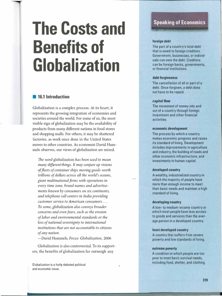 Costs and Benefits of Globalization | PDF | Developing Country ...