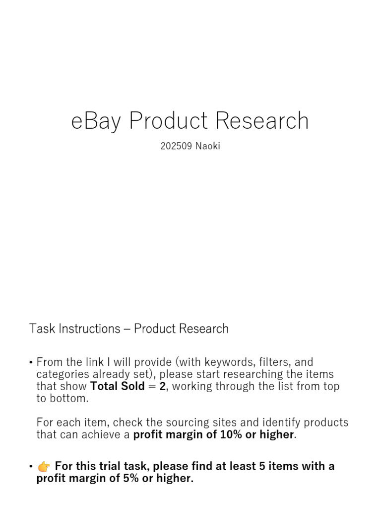 eBay Product Research Guidelines | PDF