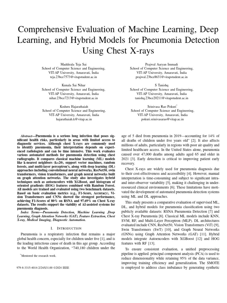 Pneumonia Detection via ML and DL Models | PDF | Support Vector Machine ...