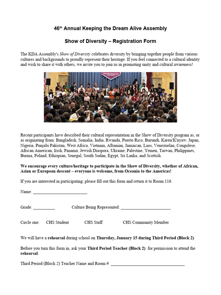 KDA Assembly Diversity Registration Form | PDF