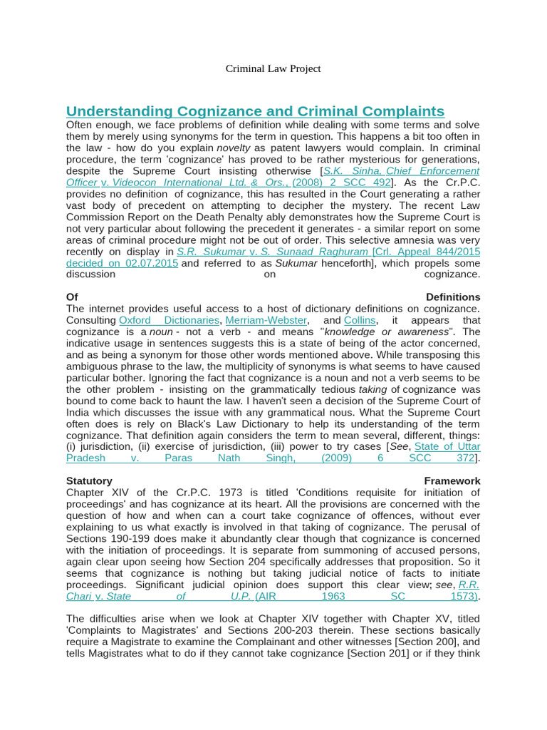 Criminal Law Project (Not Real) | PDF | Criminal Procedure In South ...