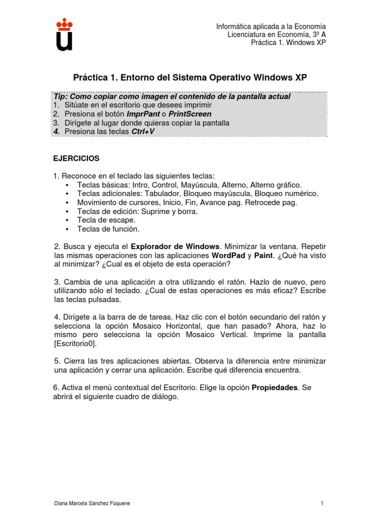 Práctica de Windows XP en Economía | PDF | Archivo de computadora ...