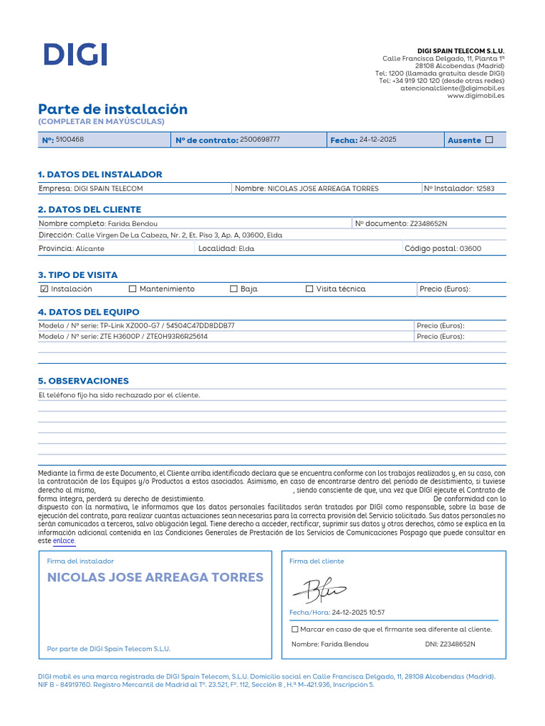 Installation Report 5100468 Brg5r76hh5q0ekBe7gZ | PDF