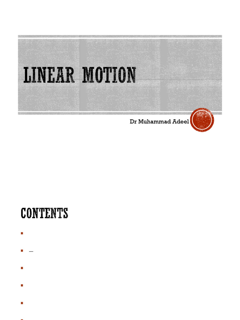 Lecture#6 Linear Motion_2 | PDF | Velocity | Acceleration