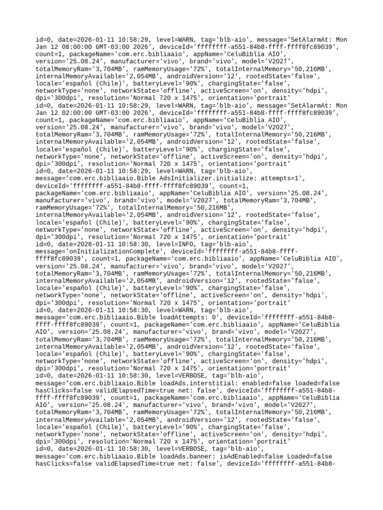 CeluBiblia AIO App Log Analysis | PDF