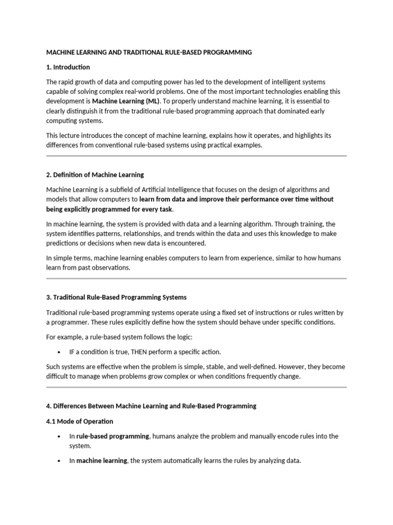 Machine Learning vs. Rule-Based Systems | PDF | Machine Learning ...