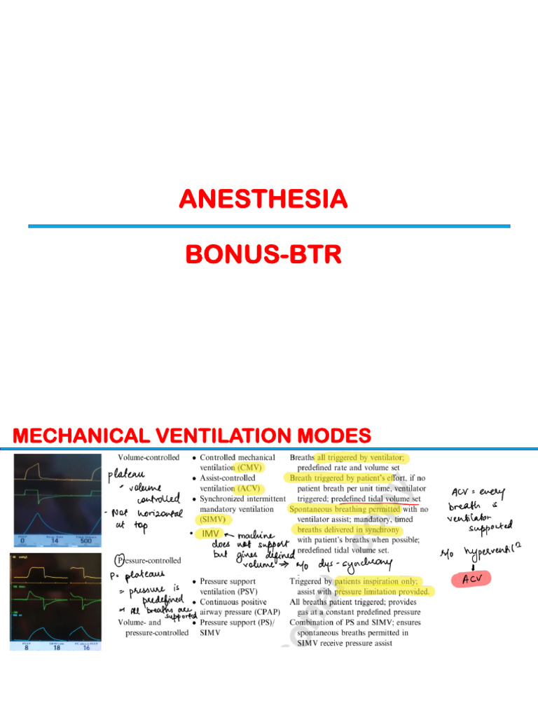 Anesthesia and Mechanical Ventilation Guide | PDF | Anesthesia ...