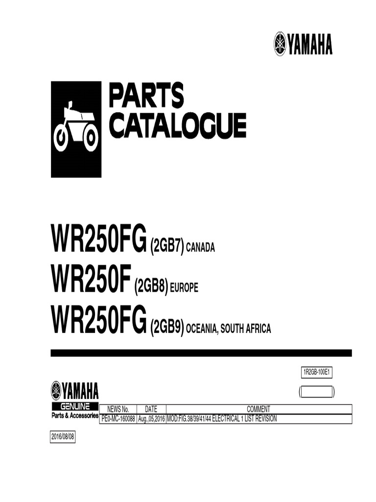 WR250FG/WR250F Parts Catalogue | PDF | Vehicle Parts | Engines