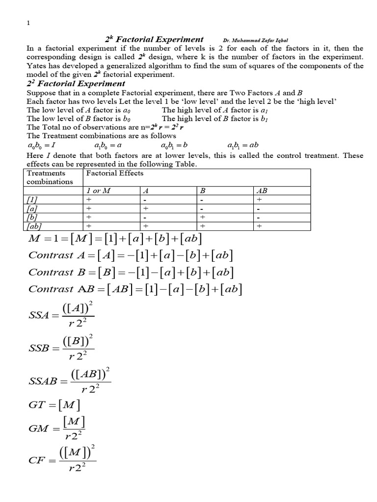 2k Factorial Experiment Analysis Guide | PDF | Analysis Of Variance ...
