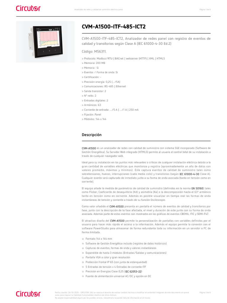 CVM A1500 Itf 485 Ict2 | PDF | Scada | Relé