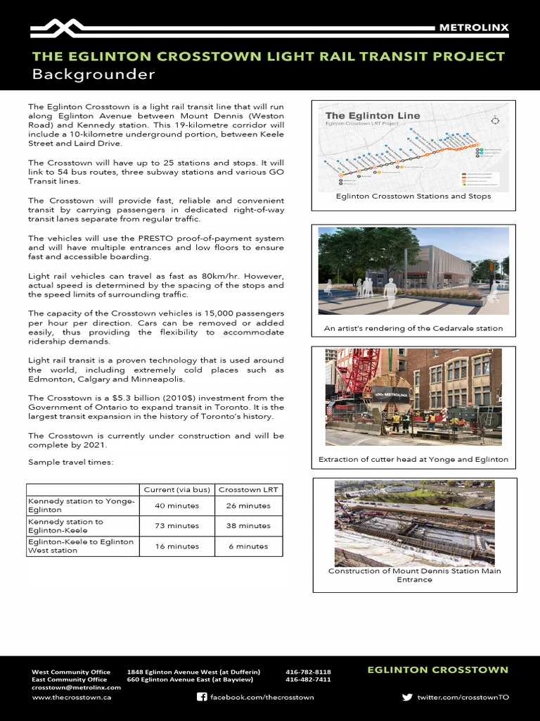 Eglinton Crosstown LRT Overview | PDF | Light Rail | Sustainable Transport