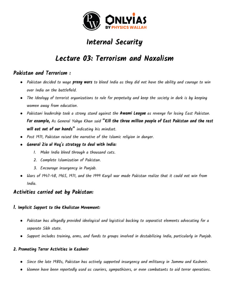 Internal Security 03 _ Daily Class Notes | PDF