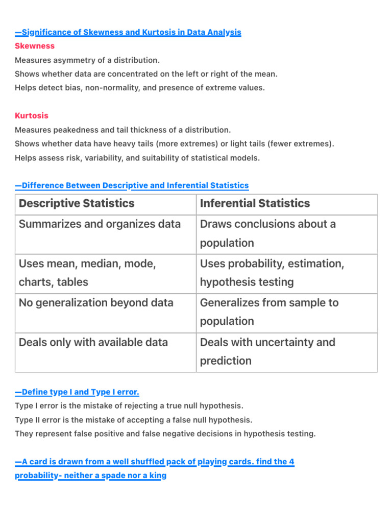 Skewness, Kurtosis, and Statistics Explained | PDF | Cost Of Living ...