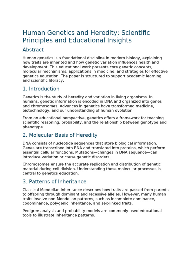 Human Genetics: Education & Insights | PDF | Heredity | Genetics