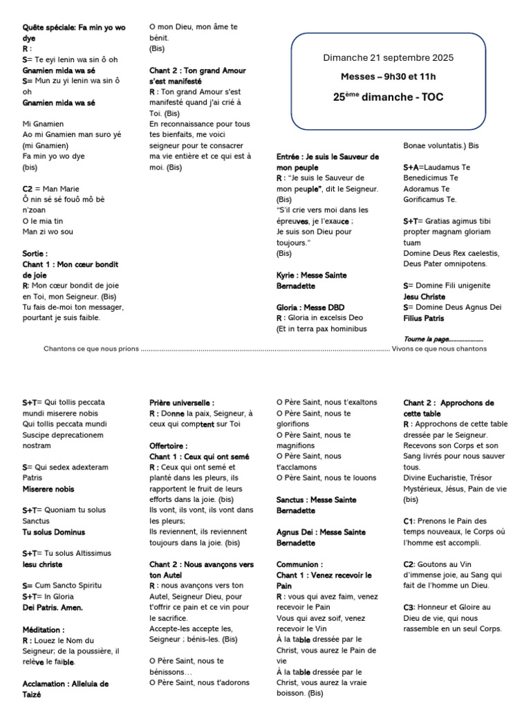 Célébration de la Messe et Chants | PDF | Agnus Dei | Liturgie et culte ...