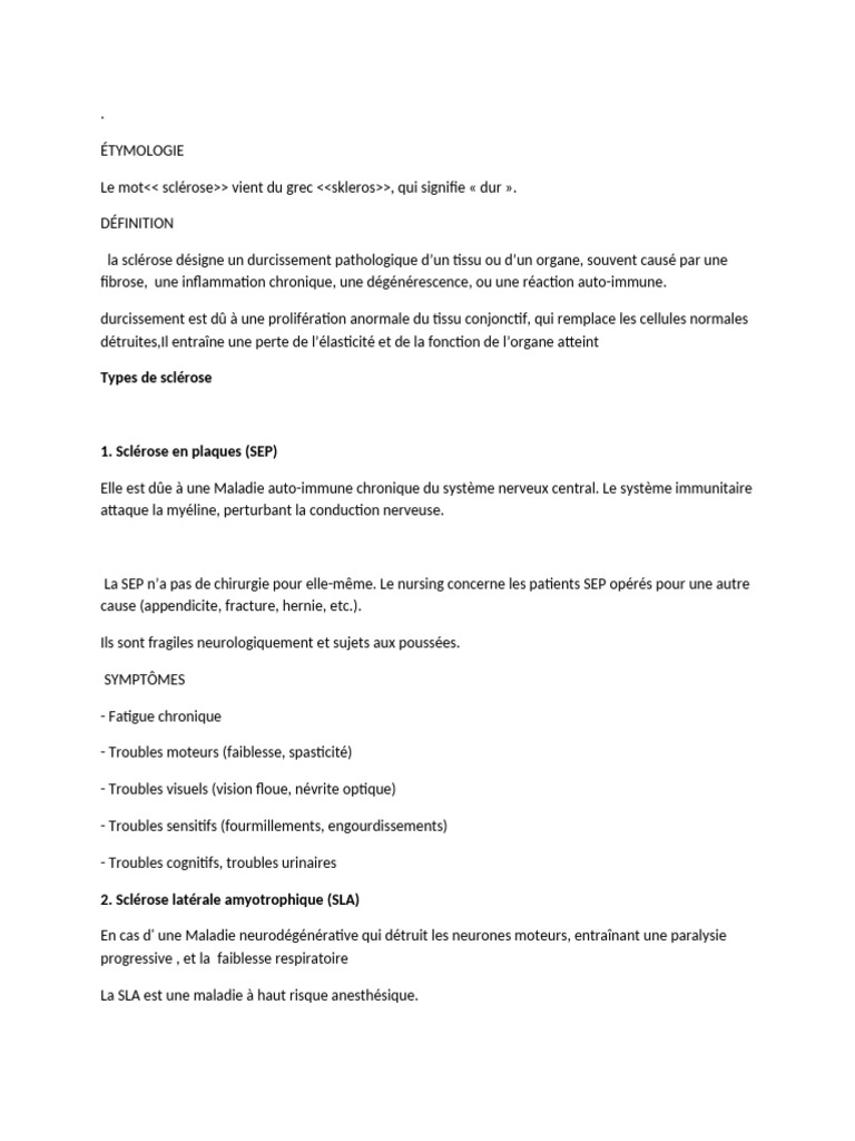 Comprendre la sclérose et ses soins infirmiers PDF Sclérose en — free download