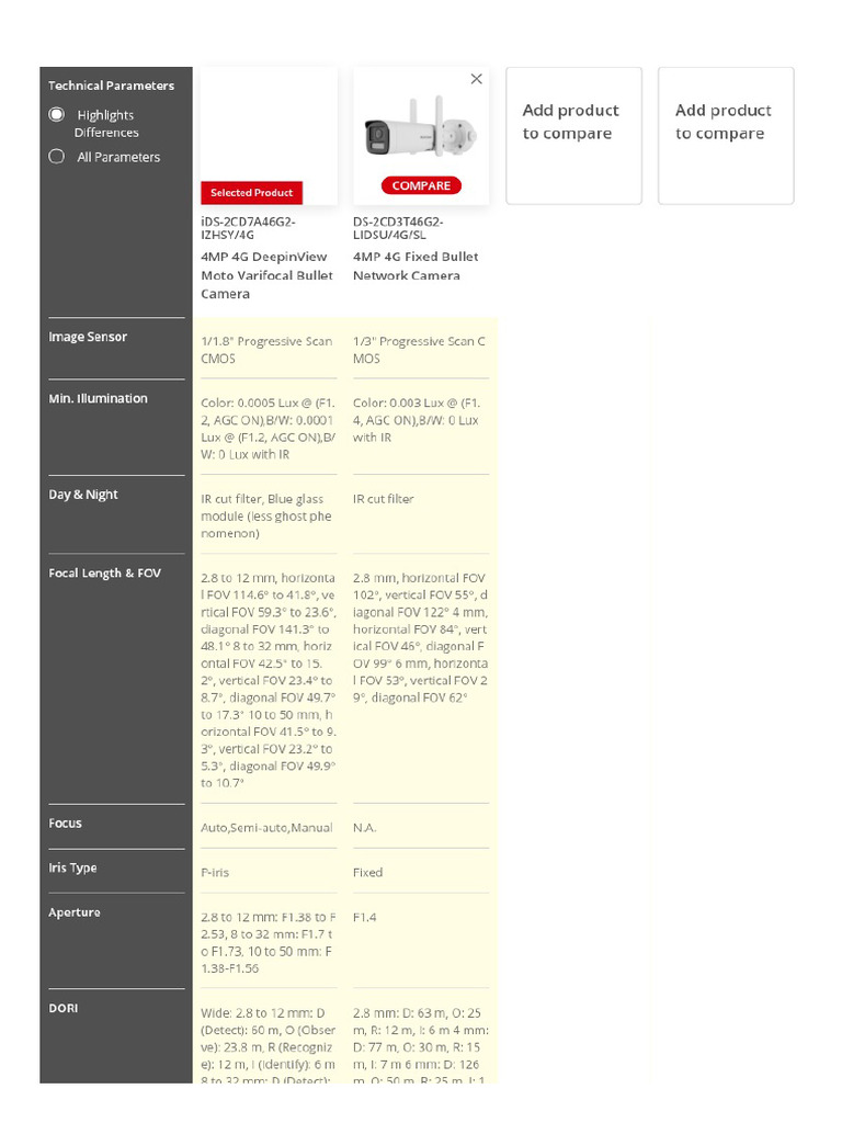 Product Comparison | PDF