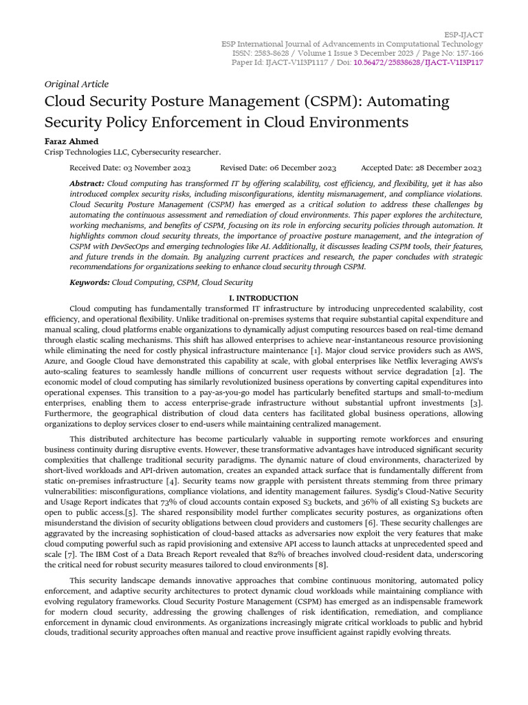 Cloud Security Posture Management Explained | PDF | Cloud Computing ...